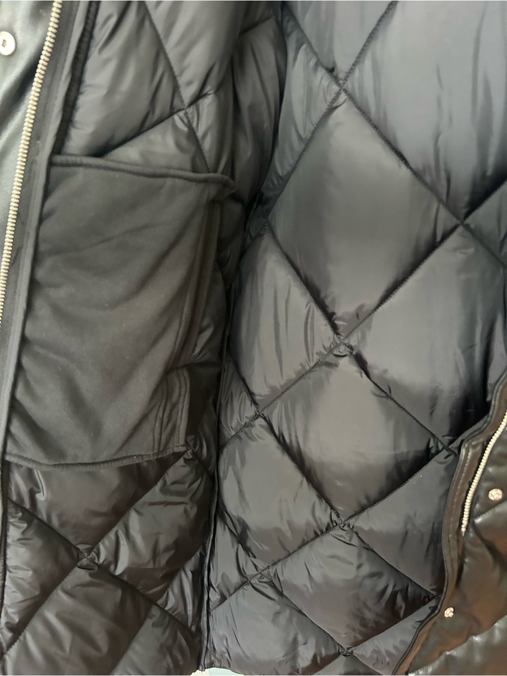 Abercrombie & Fitch Vegan Leather Long Puffer wind water resistant Coat. - Picture 4 of 9